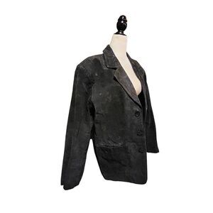 Vintage Black Suede Blazer Medium 90s RR